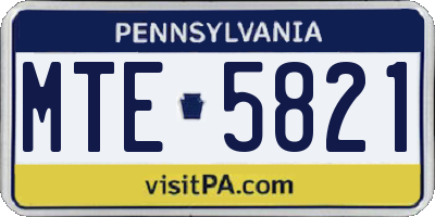 PA license plate MTE5821