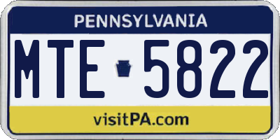 PA license plate MTE5822