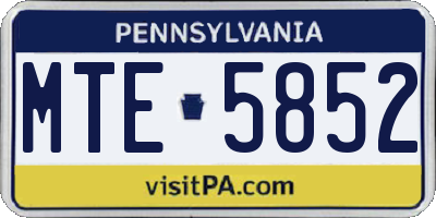 PA license plate MTE5852
