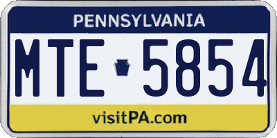 PA license plate MTE5854