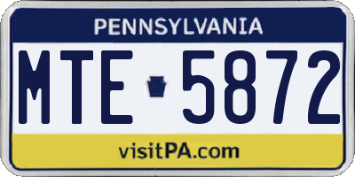 PA license plate MTE5872