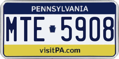 PA license plate MTE5908