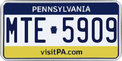 PA license plate MTE5909