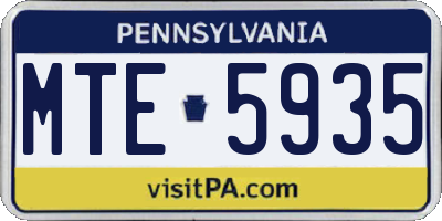 PA license plate MTE5935