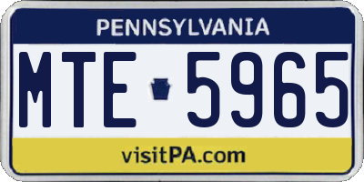 PA license plate MTE5965