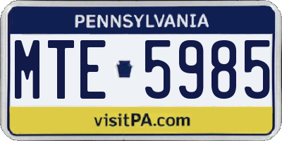 PA license plate MTE5985