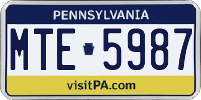 PA license plate MTE5987