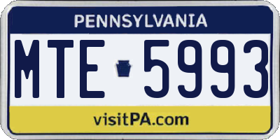 PA license plate MTE5993