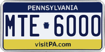 PA license plate MTE6000