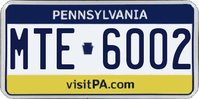 PA license plate MTE6002