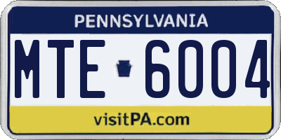 PA license plate MTE6004