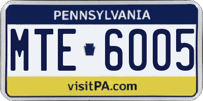 PA license plate MTE6005