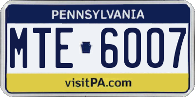 PA license plate MTE6007