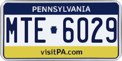 PA license plate MTE6029