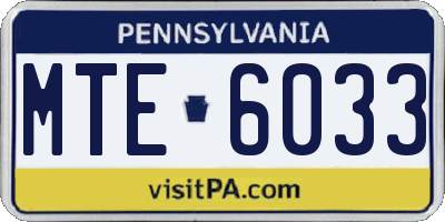 PA license plate MTE6033
