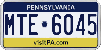 PA license plate MTE6045