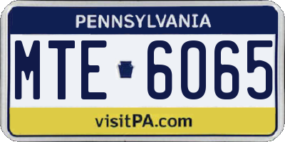 PA license plate MTE6065