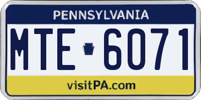 PA license plate MTE6071