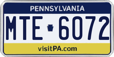 PA license plate MTE6072