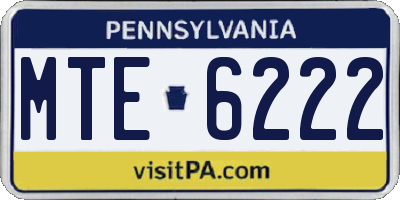 PA license plate MTE6222