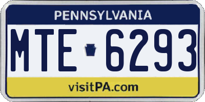 PA license plate MTE6293