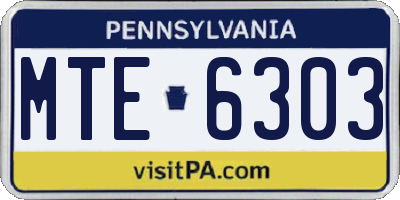 PA license plate MTE6303