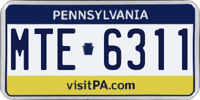 PA license plate MTE6311