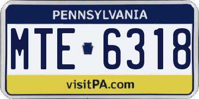 PA license plate MTE6318