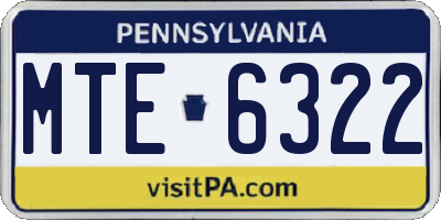 PA license plate MTE6322