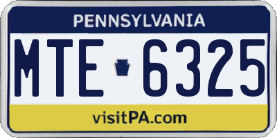 PA license plate MTE6325