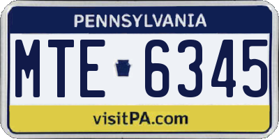PA license plate MTE6345