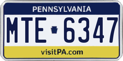 PA license plate MTE6347