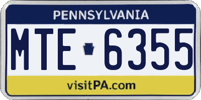 PA license plate MTE6355