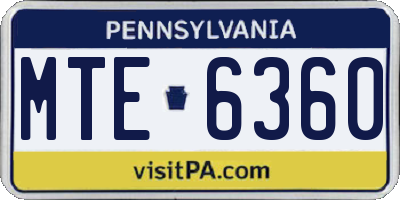 PA license plate MTE6360