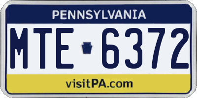 PA license plate MTE6372