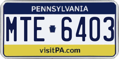 PA license plate MTE6403