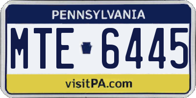 PA license plate MTE6445
