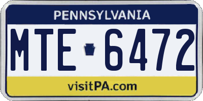 PA license plate MTE6472