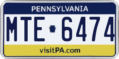 PA license plate MTE6474