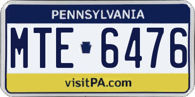 PA license plate MTE6476