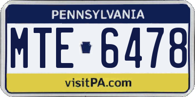 PA license plate MTE6478