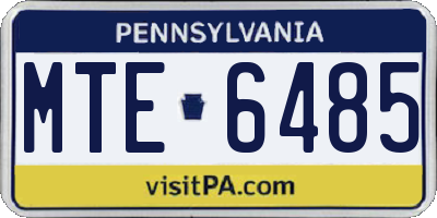 PA license plate MTE6485