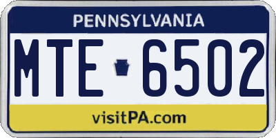 PA license plate MTE6502