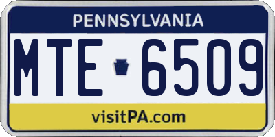 PA license plate MTE6509
