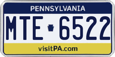 PA license plate MTE6522