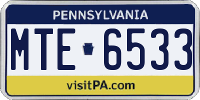 PA license plate MTE6533