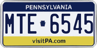 PA license plate MTE6545