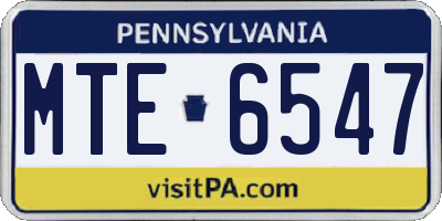 PA license plate MTE6547