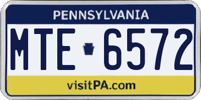 PA license plate MTE6572