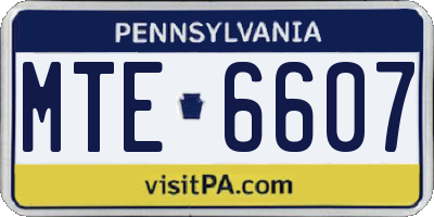 PA license plate MTE6607